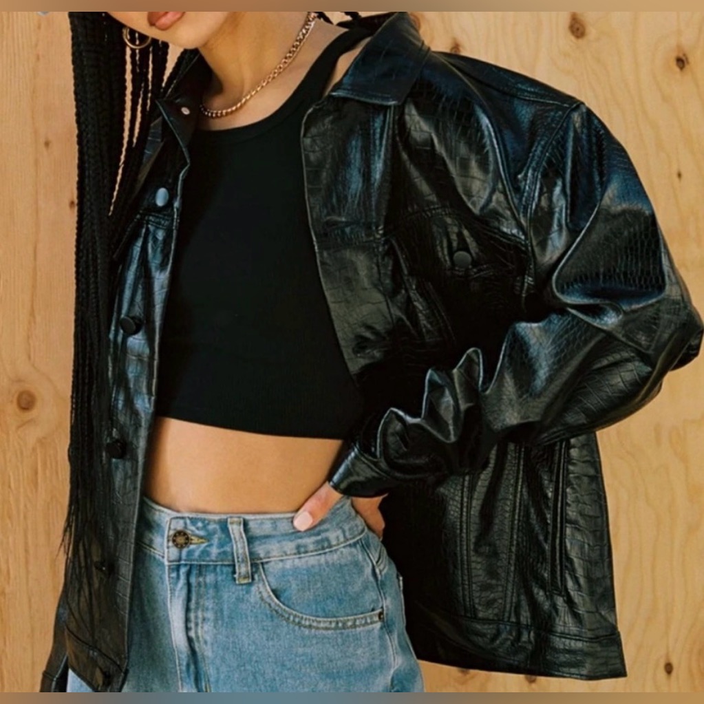 Princess Polly Sidewalks Jacket Faux Leather In Black Size Xs/S